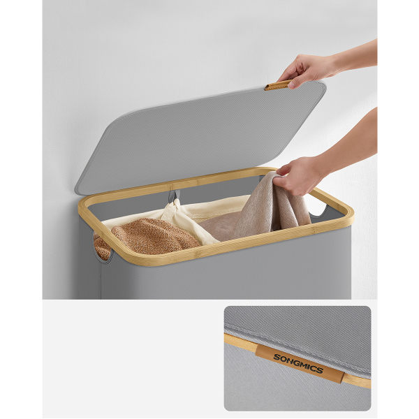 Καλάθι Απλύτων 2 Θέσεων 130Lit (52x38.5x70.5) Songmics LCB513G01V1