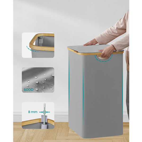 Καλάθι Απλύτων 2 Θέσεων 130Lit (52x38.5x70.5) Songmics LCB513G01V1