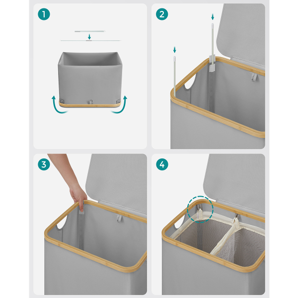 Καλάθι Απλύτων 2 Θέσεων 130Lit (52x38.5x70.5) Songmics LCB513G01V1