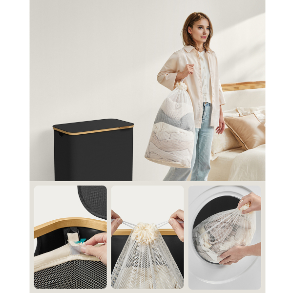 Καλάθι Απλύτων 2 Θέσεων 130Lit (52x38.5x70.5) Songmics LCB513B01V1