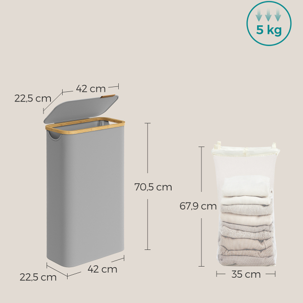 Καλάθι Απλύτων (42x22.5x70.5) Songmics LCB506G01V1