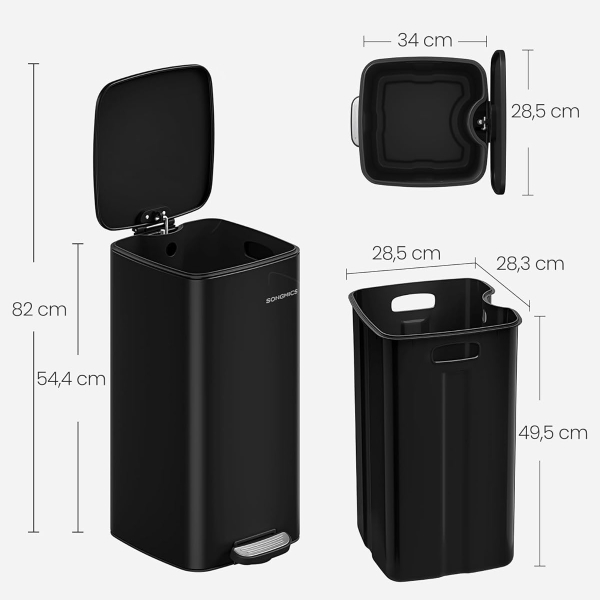 Κάδος Απορριμμάτων (34x28.5x54.4) Songmics 30lt LTB593B02