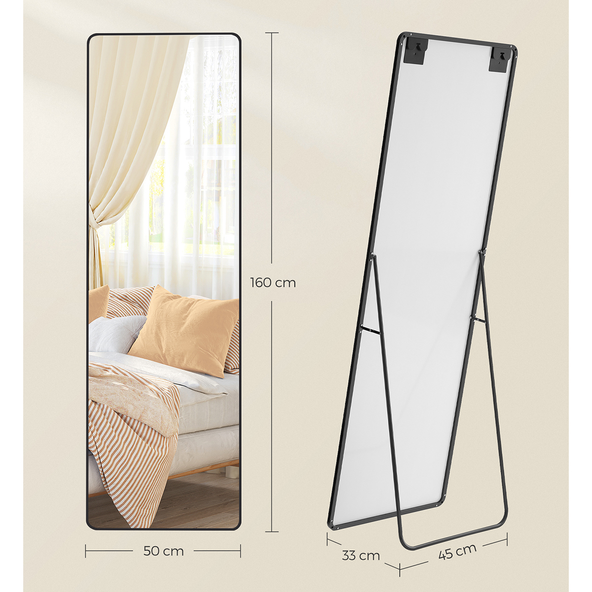 Καθρέφτης Τοίχου - Δαπέδου (50X33X160) Songmics Lfm030B01 Home Διακόσμηση Καθρέφτες Spitishop