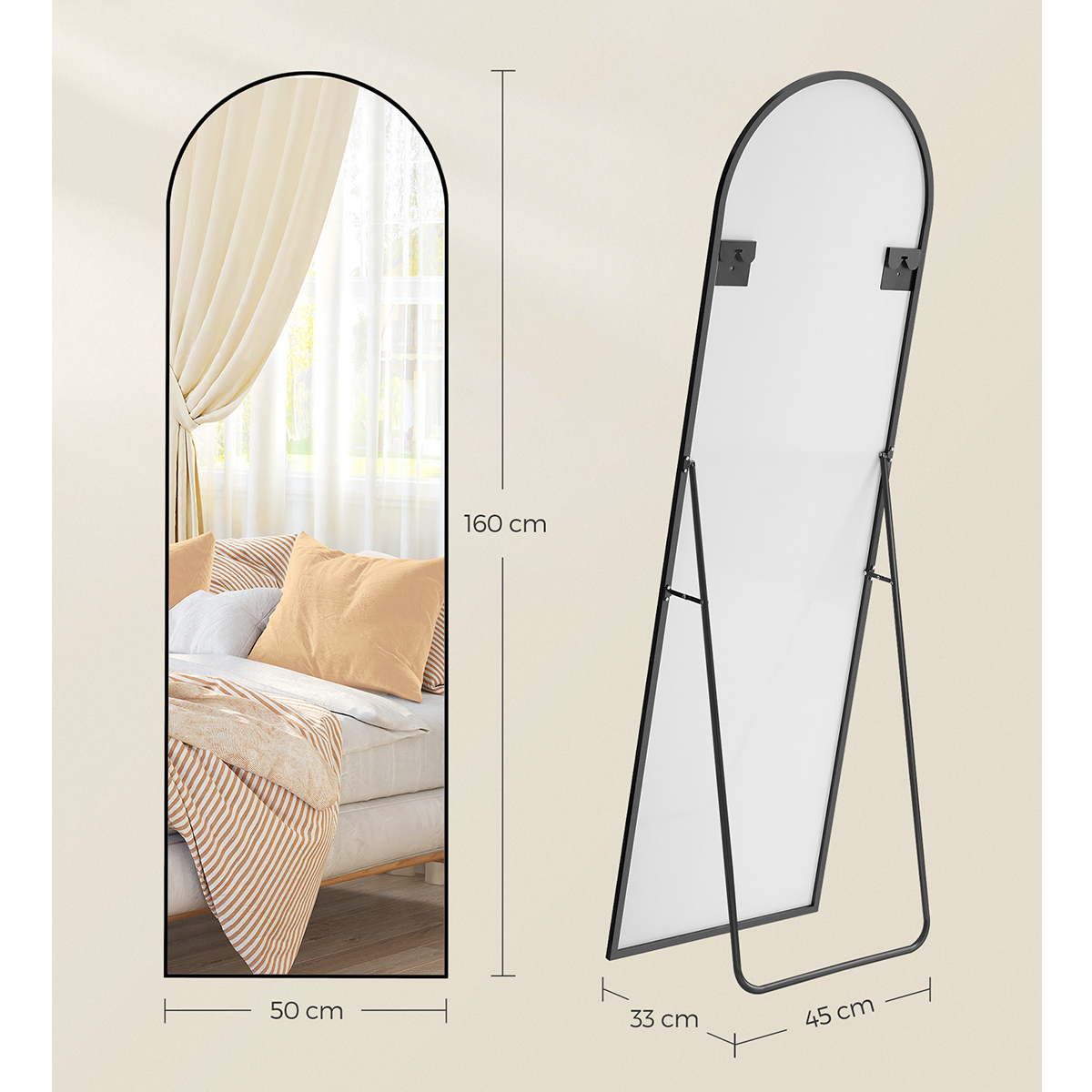 Καθρέφτης Τοίχου - Δαπέδου (50X33X160) Songmics Lfm031B01 Home Διακόσμηση Καθρέφτες Spitishop