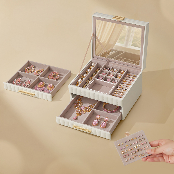 Μπιζουτιέρα Κουτί Με Συρτάρια & Καθρέφτη (24x21.5x15.8) Songmics JBC183W01