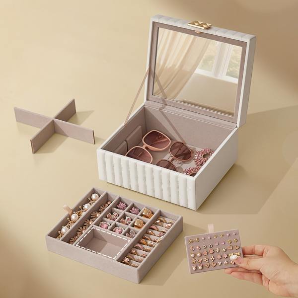 Μπιζουτιέρα Κουτί Με Καθρέφτη (24x21.5x13.5) Songmics JBC182W01