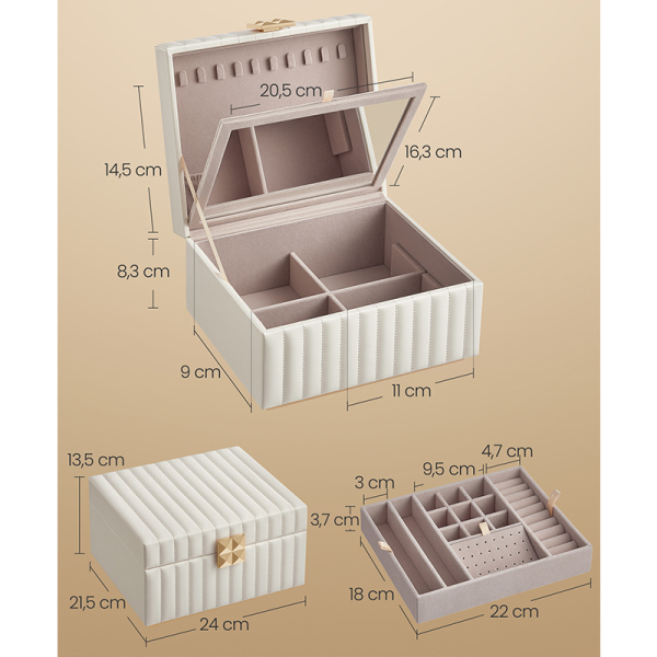Μπιζουτιέρα Κουτί Με Καθρέφτη (24x21.5x13.5) Songmics JBC182W01