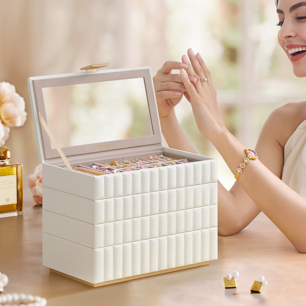 Μπιζουτιέρα Κουτί Με 4 Επίπεδα & Καθρέφτη (28x17x20.5) Songmics JBC181W01