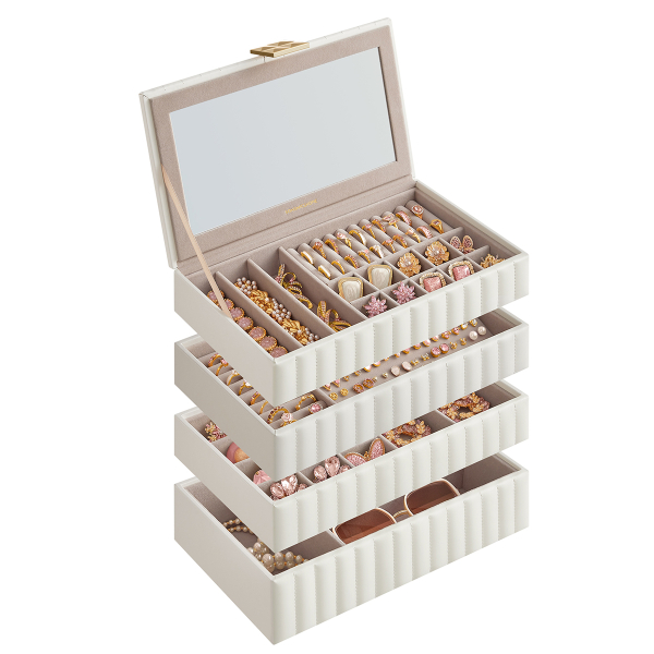 Μπιζουτιέρα Κουτί Με 4 Επίπεδα & Καθρέφτη (28x17x20.5) Songmics JBC181W01