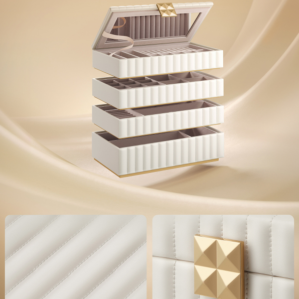 Μπιζουτιέρα Κουτί Με 4 Επίπεδα & Καθρέφτη (28x17x20.5) Songmics JBC181W01