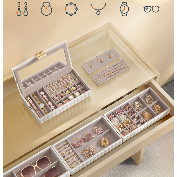 Μπιζουτιέρα Κουτί Με 4 Επίπεδα & Καθρέφτη (28x17x20.5) Songmics JBC181W01