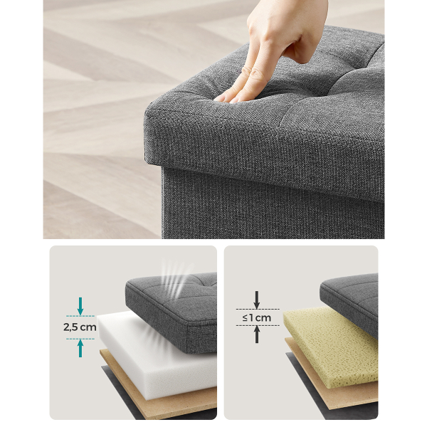 Σκαμπό Με Αποθηκευτικό Χώρο (41x31x31) Songmics LSF102G01