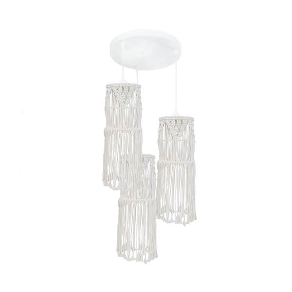 Φωτιστικό Οροφής Τρίφωτο Heronia Macrame 01 Handmade 31-1062 Rope/White