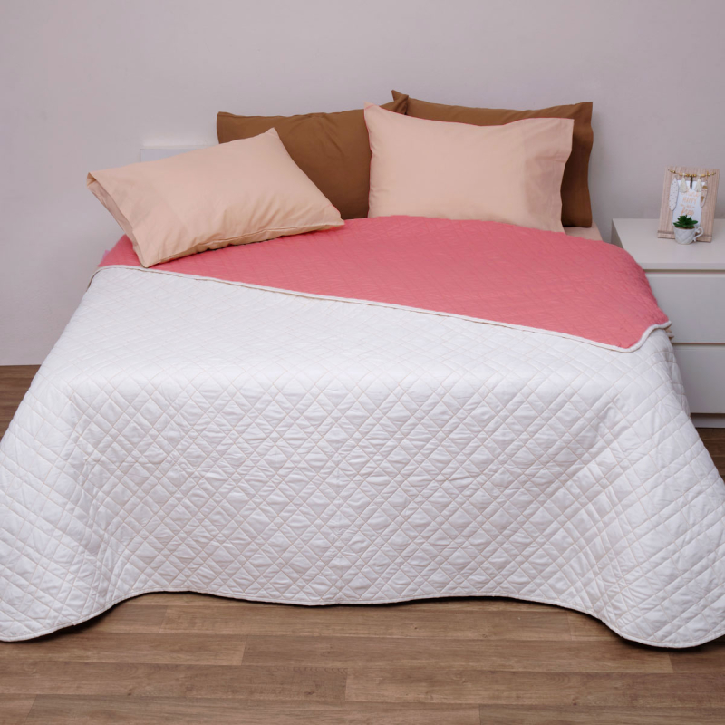 Κουβερλί Υπέρδιπλο (220x240) 2 Όψεων Viopros 5100 Εκρού/Φούξια