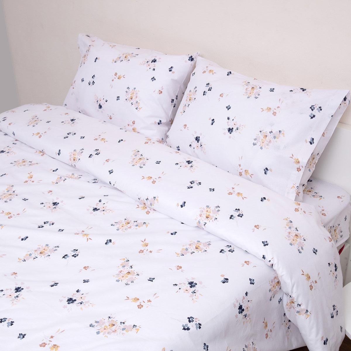 Σεντόνια King Size (Σετ) Viopros Fresh Φλοράλ Home Λευκά Είδη Κρεβατοκάμαρας Spitishop