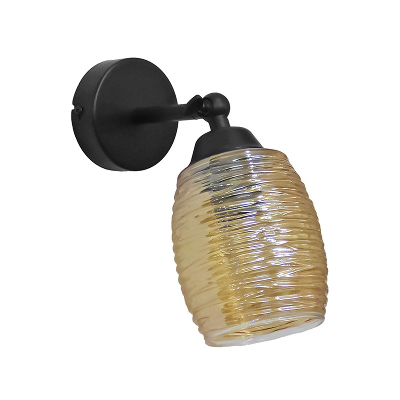 Απλίκα Τοίχου Heronia Barrel Black/Meli 01-0382