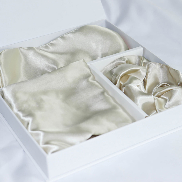 Μεταξωτή Μαξιλαροθήκη Φάκελος + Μάσκα Ύπνου + Scrunchie Melinen Pure Silk Champagne