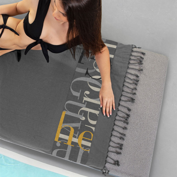 Πετσέτα Θαλάσσης - Παρεό (90x170) Guy Laroche Pestemal 25 Anthracite