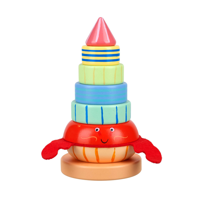 Ξύλινη Πυραμίδα Στοίβαξης (Σετ 15τμχ) Orange Tree Toys Crab  60-12813