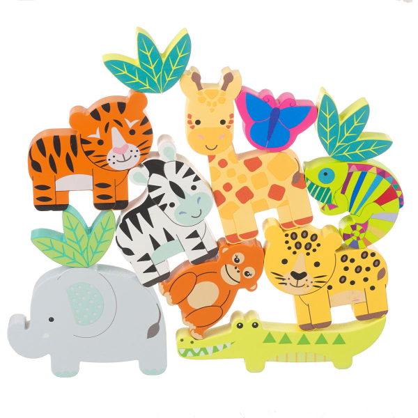 Ξύλινο Παιχνίδι Στοίβαξης (Σετ 12τμχ) Orange Tree Toys Jungle  60-12896