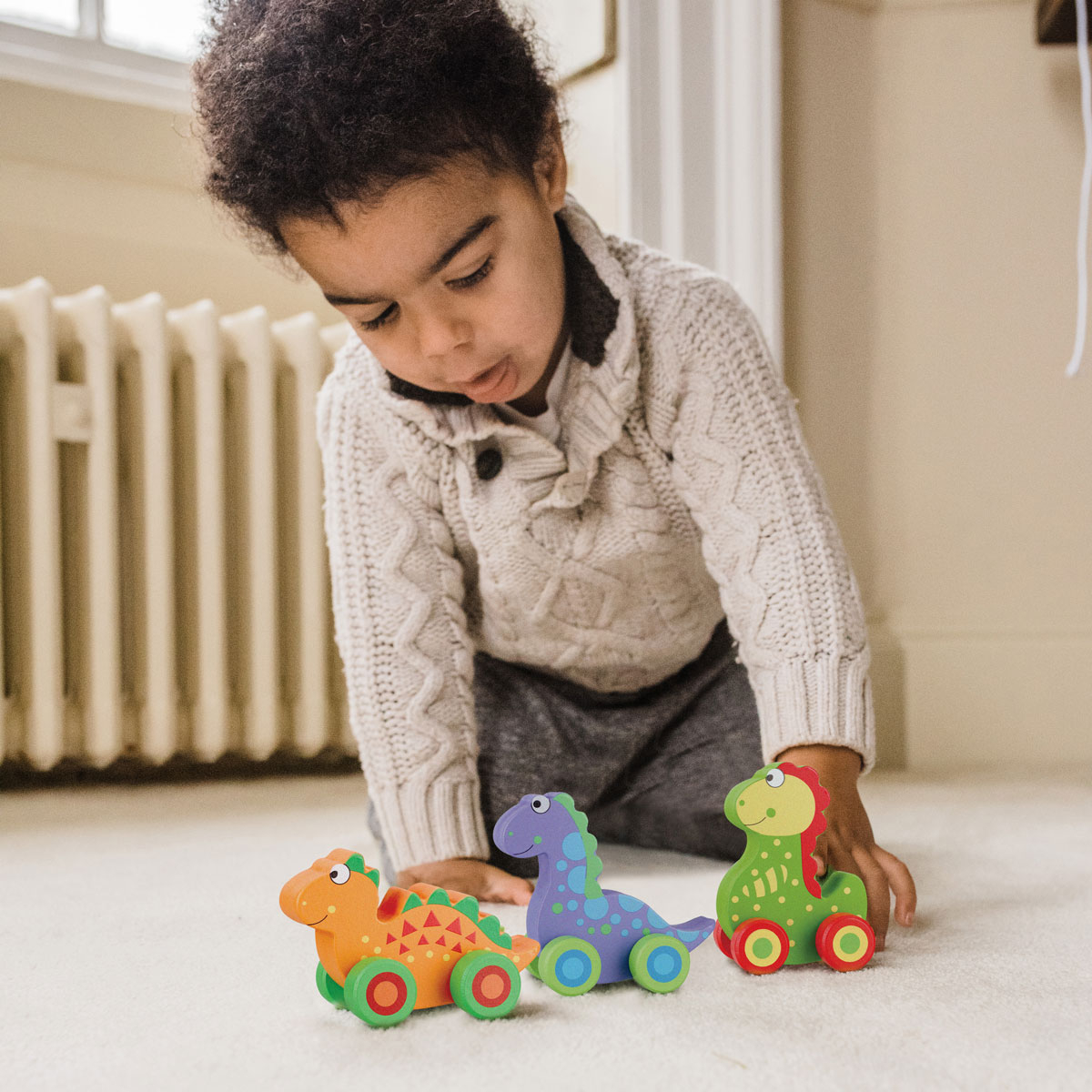 Orange Tree Toys Ξύλινο Παιχνίδι Τρεχαλίτσα (Σετ 3τμχ) Orange Tree Toys Dinosaurs 60-07403