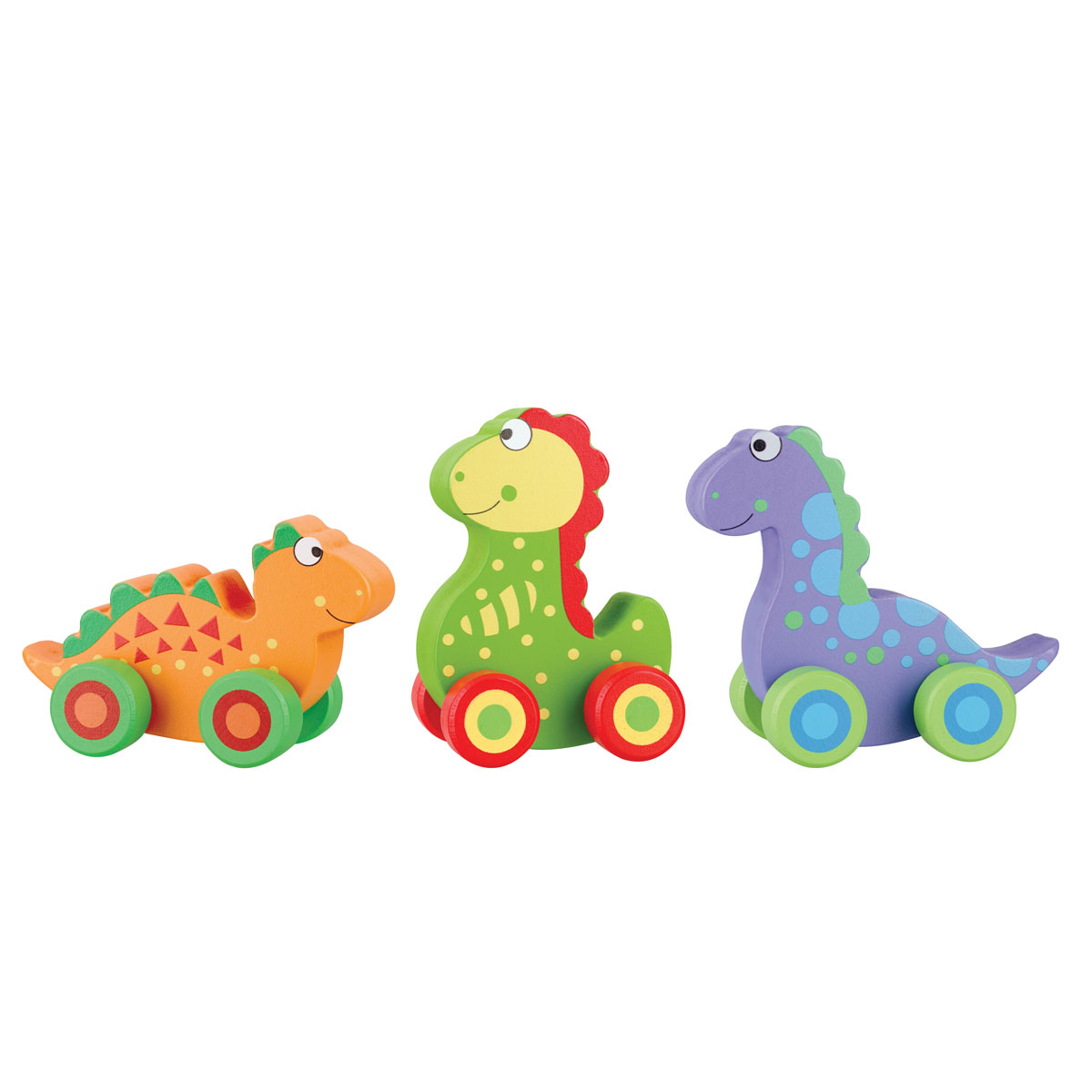 Ξύλινο Παιχνίδι Τρεχαλίτσα (Σετ 3Τμχ) Orange Tree Toys Dinosaurs 60-07403 Home Παιχνίδια Ξύλινα Spitishop