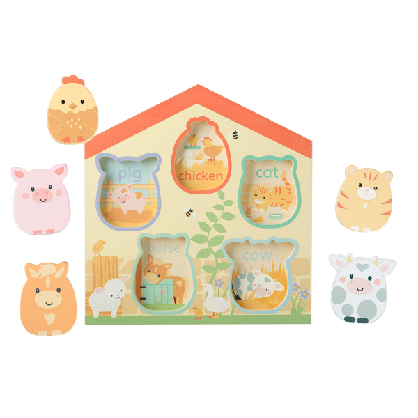 Ξύλινο Παζλ Με 5 Σφηνώματα Orange Tree Toys Barn 60-06719