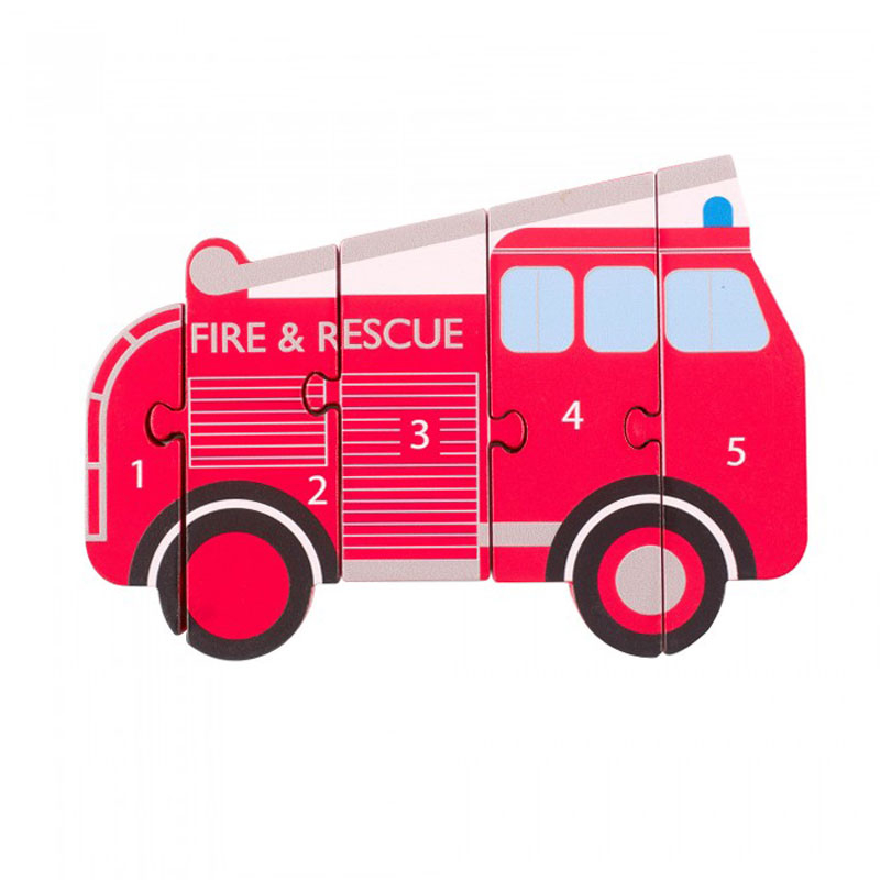 Ξύλινο Παζλ Με 5 Κομμάτια Orange Tree Toys Fire Department 60-05163