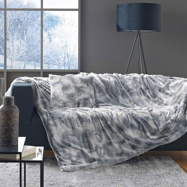 Γούνινο Διακοσμητικό Ριχτάρι Καναπέ Διθέσιου (180x220) L-C Antartic Gris 1606542