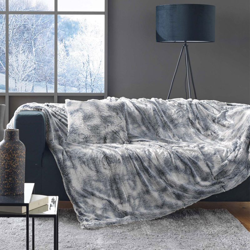 Γούνινο Διακοσμητικό Ριχτάρι Καναπέ Διθέσιου (180x220) L-C Antartic Gris 1606542