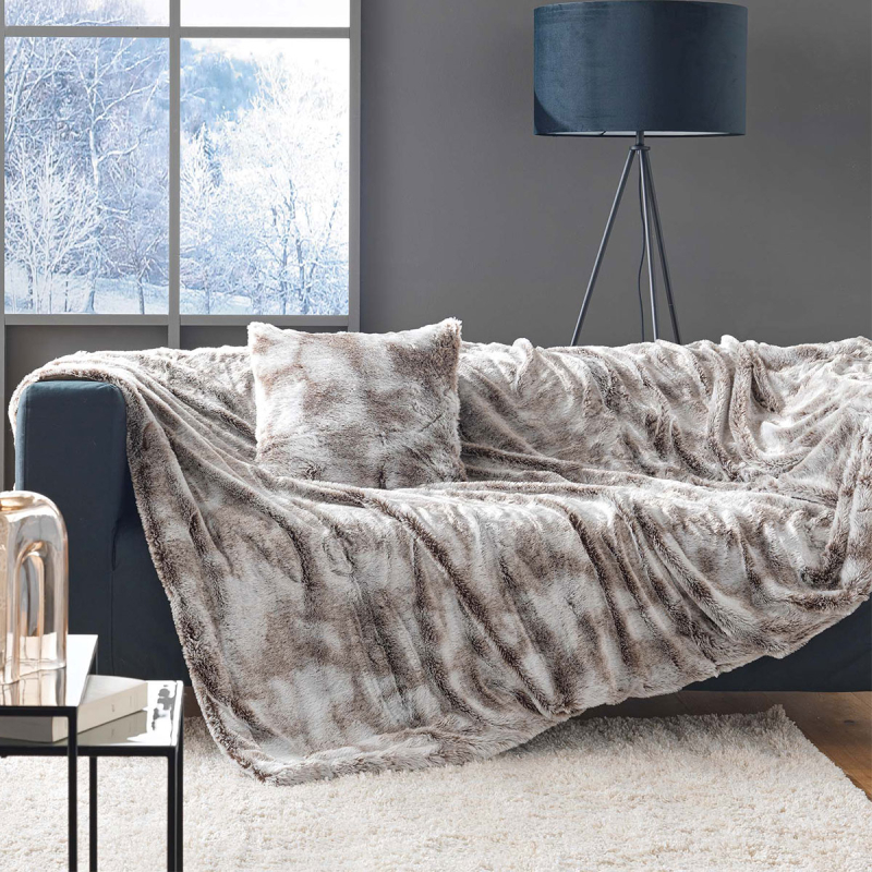 Γούνινο Διακοσμητικό Ριχτάρι Καναπέ Διθέσιου (180x220) L-C Antartic Choco 1606543