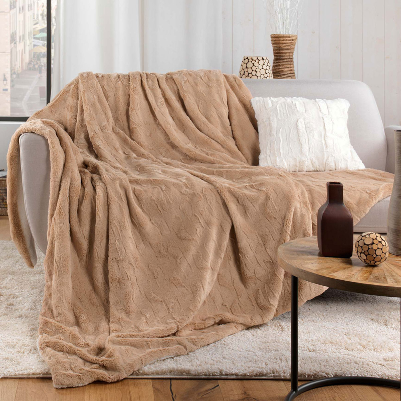 Γούνινο Διακοσμητικό Ριχτάρι Καναπέ Διθέσιου (180x220) L-C Foxy Sable 1612123