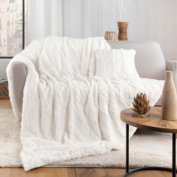 Γούνινο Διακοσμητικό Ριχτάρι Καναπέ Διθέσιου (180x220) L-C Foxy Natural 1612124