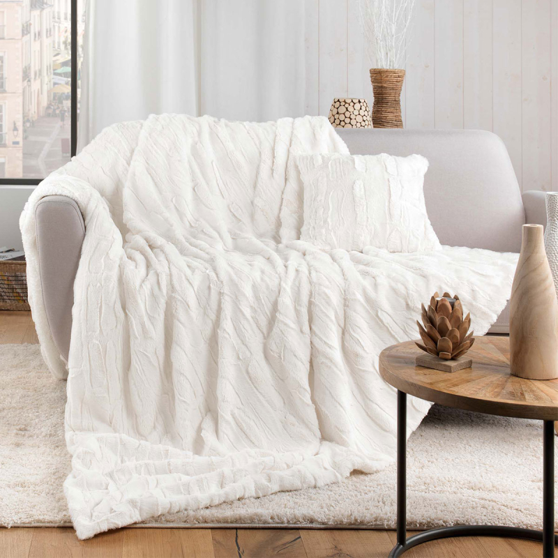 Γούνινο Διακοσμητικό Ριχτάρι Καναπέ Διθέσιου (180x220) L-C Foxy Natural 1612124