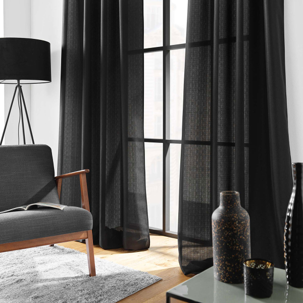 Κουρτίνα (140x260) Με Τρουκς L-C Soline Black 1612679