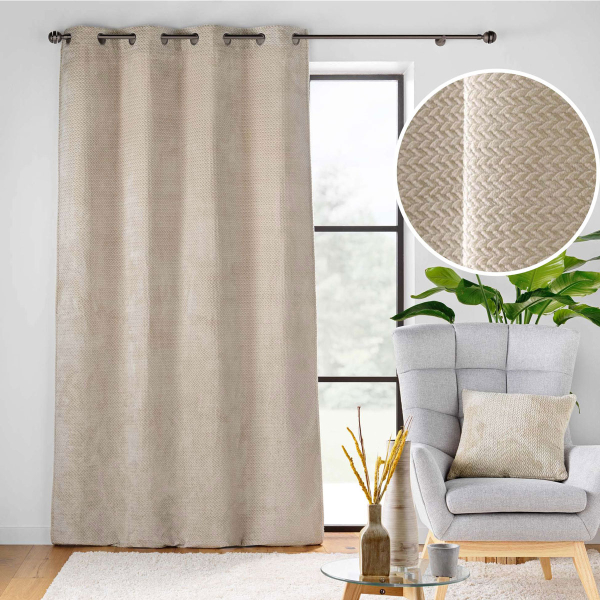 Κουρτίνα (140x240) Με Τρουκς L-C Flanela Beige 1612754