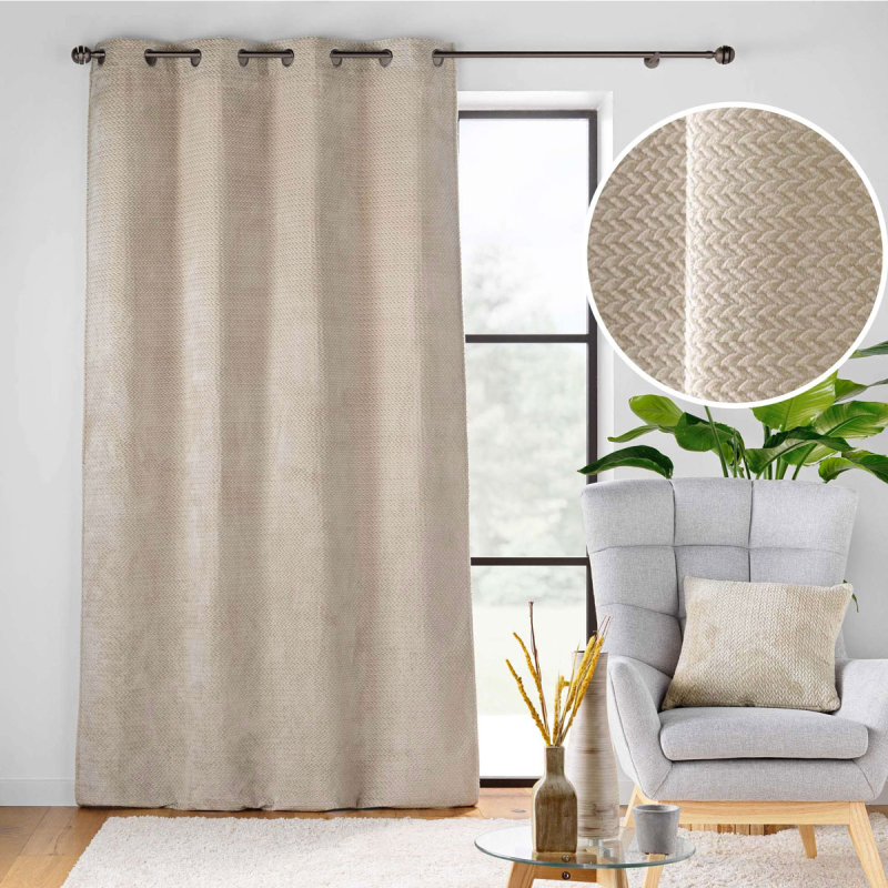 Κουρτίνα (140x240) Με Τρουκς L-C Flanela Beige 1612754