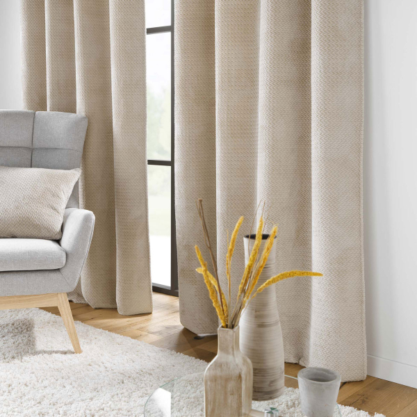 Κουρτίνα (140x240) Με Τρουκς L-C Flanela Beige 1612754