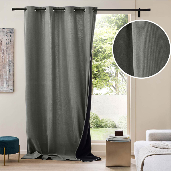 Θερμομονωτική Κουρτίνα Βελουτέ (140x260) Με Τρουκς L-C Madison Anthracite 1612800