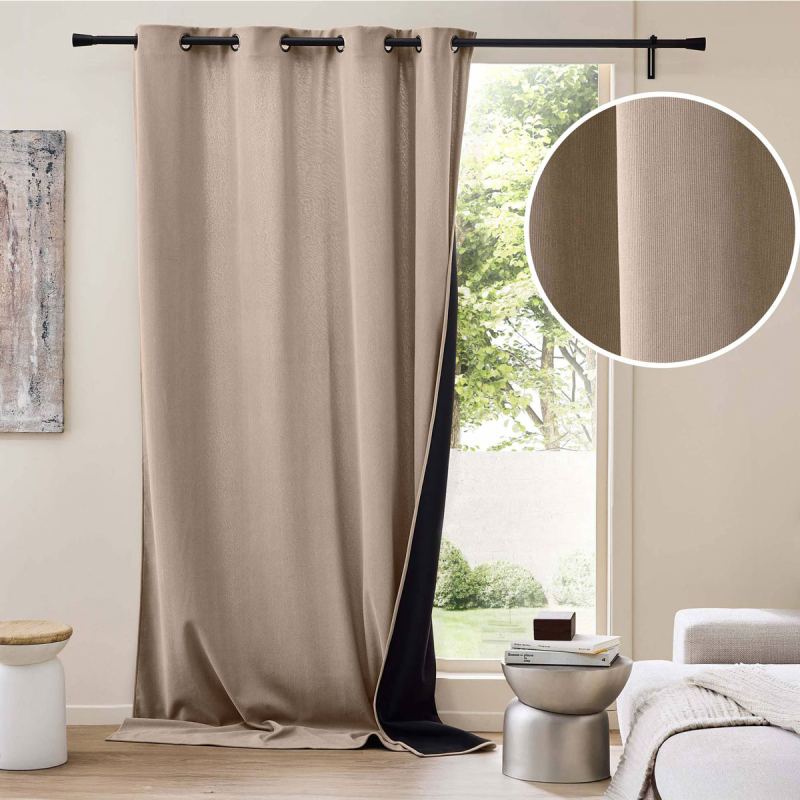 Θερμομονωτική Κουρτίνα Βελουτέ (140x260) Με Τρουκς L-C Madison Noisette 1612801