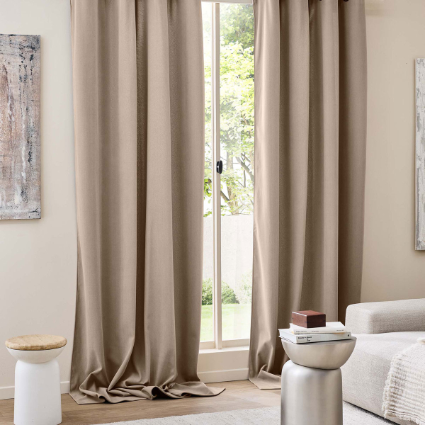 Θερμομονωτική Κουρτίνα Βελουτέ (140x260) Με Τρουκς L-C Madison Noisette 1612801