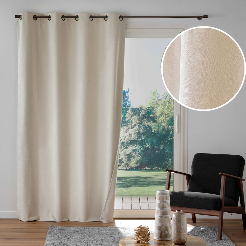 Κουρτίνα Συσκότισης Βελουτέ (140x260) Με Τρουκς L-C Olympe Naturel 1612844