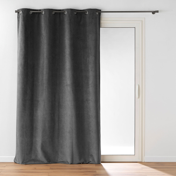Κουρτίνα Συσκότισης Βελουτέ (140x260) Με Τρουκς L-C Olympe Anthracite 1612845