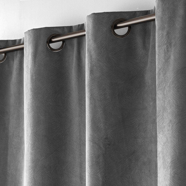 Κουρτίνα Συσκότισης Βελουτέ (140x260) Με Τρουκς L-C Olympe Anthracite 1612845