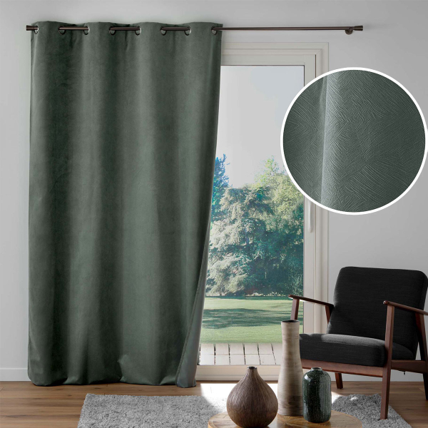 Κουρτίνα Συσκότισης Βελουτέ (140x260) Με Τρουκς L-C Olympe Kaki 1612846