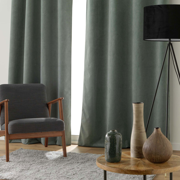 Κουρτίνα Συσκότισης Βελουτέ (140x260) Με Τρουκς L-C Olympe Kaki 1612846