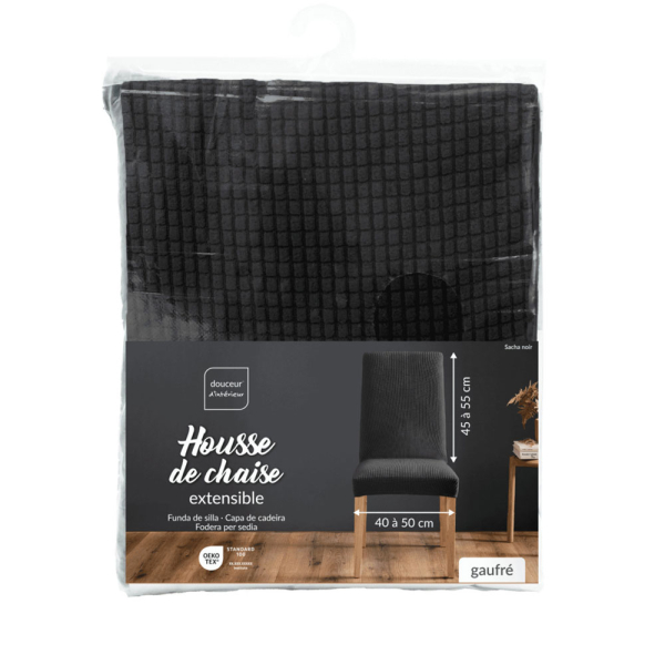 Ελαστικό Κάλυμμα Καρέκλας Τραπεζαρίας (40-50x45-55) L-C Sacha Noir 1612934