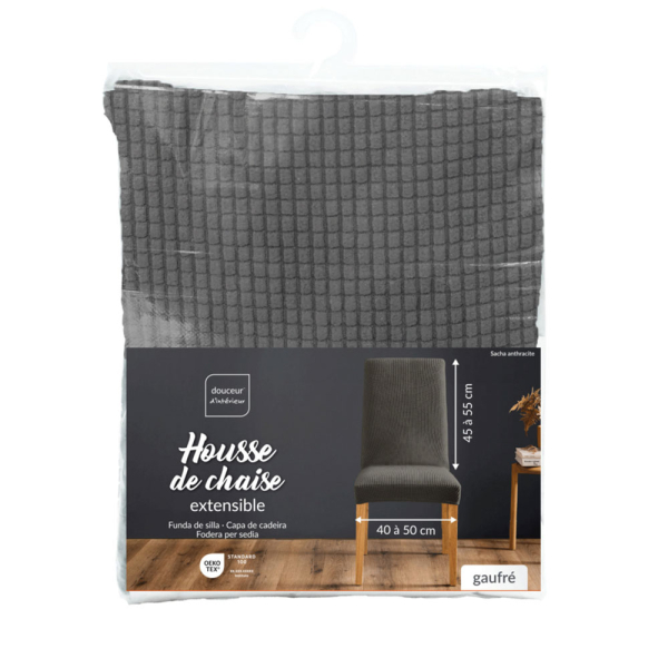 Ελαστικό Κάλυμμα Καρέκλας Τραπεζαρίας (40-50x45-55) L-C Sacha Anthracite 1612936