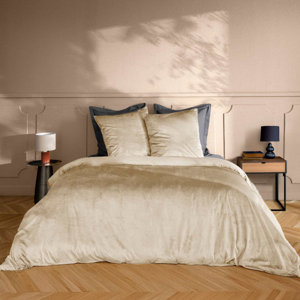 Παπλωματοθήκη Βελουτέ Υπέρδιπλη (220x240) + Διακοσμητικές Μαξιλαροθήκες L-C Velina Sable 1645205