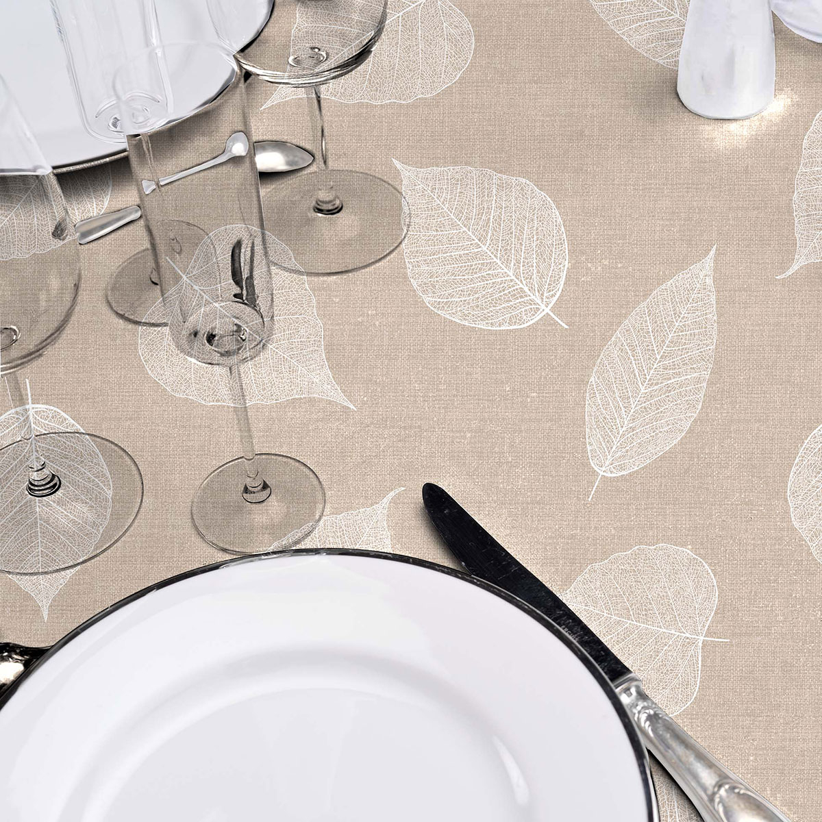 Πλαστικό Τραπεζομάντηλο (140X240) L-C Feuillys White 1710848 Home Λευκά Είδη Κουζίνας & Τραπεζαρίας Τραπεζομάντηλα Spitishop